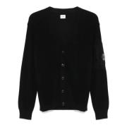 Zwarte Merino Cardigan met knoopsluiting C.p. Company , Black , Heren