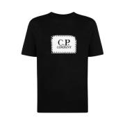 Zwarte Jersey Katoenen T-shirt met Logo C.p. Company , Black , Heren