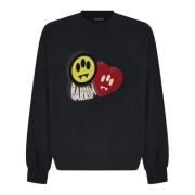 Smiley Print Sweater Zwart Barrow , Black , Heren