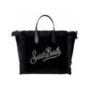 Velvet Vanity Schoudertas met Strass Logo MC2 Saint Barth , Black , Da...