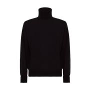 Merino Turtleneck Jumpers met leren patches Alpha Studio , Black , Her...