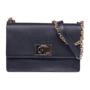 Zwarte Schoudertas met Kettingriem Furla , Black , Dames