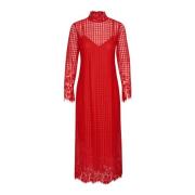 Elegante Salsa Jurk met Kant Details Part Two , Red , Dames