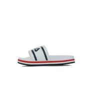 Witte Gestreepte Dames Sleehak Slippers Fila , White , Dames