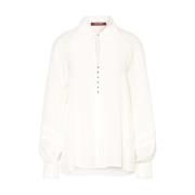 Witte Zijden Lange Mouw Shirt Max Mara , White , Dames