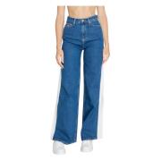 Blauwe Plain Jeans Rits Knoopsluiting Tommy Hilfiger , Blue , Dames