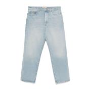 Heldere Blauwe Gewassen Denim Jeans Stüssy , Blue , Heren