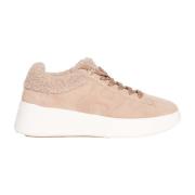 Beige Suède Bontgevoerde Sneakers Hogan , Pink , Dames