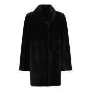 Warme Shearling Winterjas 1972 Desa , Black , Dames