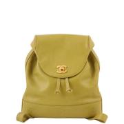 Pre-owned Leather backpacks Chanel Vintage , Green , Dames