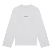 Lange Mouw Ronde Hals Signature Tee Acne Studios , White , Heren