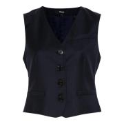 Navy Wollen Vest Mouwloos V-Hals Theory , Blue , Dames