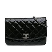 Pre-owned Leather wallets Chanel Vintage , Black , Dames