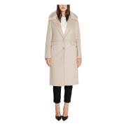 Beige Mantel met Revers en Knoopsluiting Guess , Beige , Dames