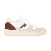 Vintage Calf White-Pink Court Sneakers D.a.t.e. , Multicolor , Dames