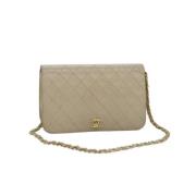 Pre-owned Leather chanel-bags Chanel Vintage , Beige , Dames