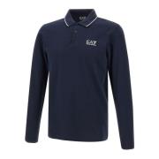 Navy Blue Cotton Polo Shirt Emporio Armani EA7 , Blue , Heren