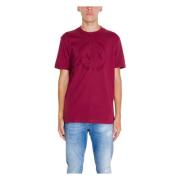 Bordeaux Katoenen T-shirt Ronde Halslijn Armani Exchange , Red , Heren