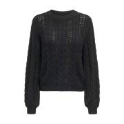 Kabelgebreide Pullover Sweater Only , Black , Dames