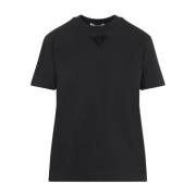 Elegante Grijze T-shirt met Glazen Versieringen Prada , Gray , Dames