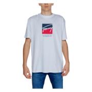 Wit Bedrukt Ronde Hals T-shirt Tommy Hilfiger , White , Heren