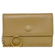 Pre-owned Leather wallets Chanel Vintage , Beige , Dames