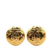 Pre-owned Metal earrings Chanel Vintage , Yellow , Dames