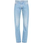 Blauwe Denim Broek met Handtekening Logo Maison Margiela , Blue , Here...