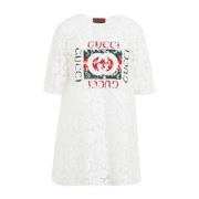 Witte Kant Topkleding Aw24 Gucci , White , Dames