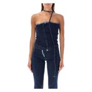 Denim Tube Top Blauw Raw Aw24 Ottolinger , Blue , Dames