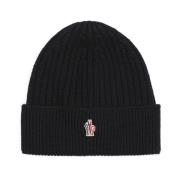 Zwarte Wollen Muts Stijlvol Accessoire Moncler , Black , Heren