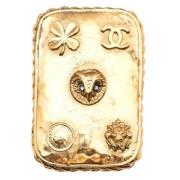 Pre-owned Metal brooches Chanel Vintage , Yellow , Dames