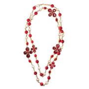 Pre-owned Metal necklaces Chanel Vintage , Red , Dames