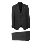 Zwart Herenpak Elegante Stijl Lardini , Black , Heren