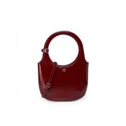 Rode leren tas met AC-logo Courrèges , Red , Dames