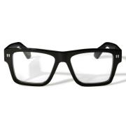 Stijlvolle Bril Zwart Glanzend Frame Off White , Black , Unisex