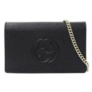 Pre-owned Leather wallets Gucci Vintage , Black , Dames