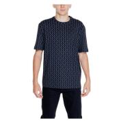 Zwart Print Katoenen T-shirt Mannen Armani Exchange , Black , Heren