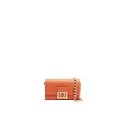 Saffiano Leren Handtas Love Moschino , Brown , Dames