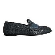 Blauwe Leren Instaploafers met Logo Dolce & Gabbana , Blue , Heren