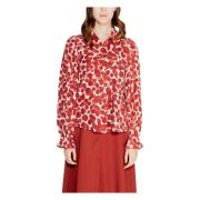 Rode Bedrukte Overhemd met Lange Mouwen Vero Moda , Red , Dames