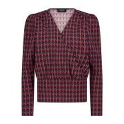 Artistic Rood Puff Sleeve Wrap Shirt Lady Day , Red , Dames