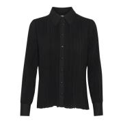 Zwarte getextureerde blouse met pofmouwen Part Two , Black , Dames