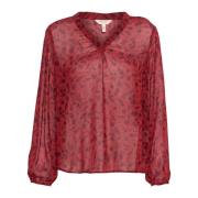 Vrouwelijke Blouse met Leaf Print Part Two , Red , Dames