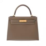 Pre-owned Leather handbags Hermès Vintage , Gray , Dames