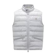 Lichtgrijze donzen bodywarmer Pufferjas Moncler , Gray , Heren