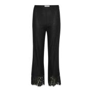 Zwarte Bootcut Broek met Kant Details Part Two , Black , Dames