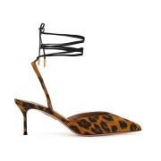 Dierenprint Suède Slingback Pumps Aquazzura , Brown , Dames