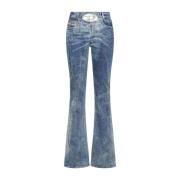 Blauwe Denim Flared Jeans Diesel , Blue , Dames