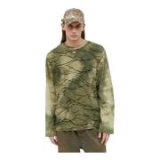 Lange Mouw Tie Dye T-Shirt Diesel , Green , Heren